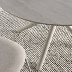 Mattheo - Round Metal Dining Table for 4 - Travertine Effect - Beige