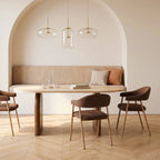 Lipali - 6-Seater Travertine-Effect and Wood Dining Table - Beige