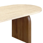 Lipali - 6-Seater Travertine-Effect and Wood Dining Table - Beige