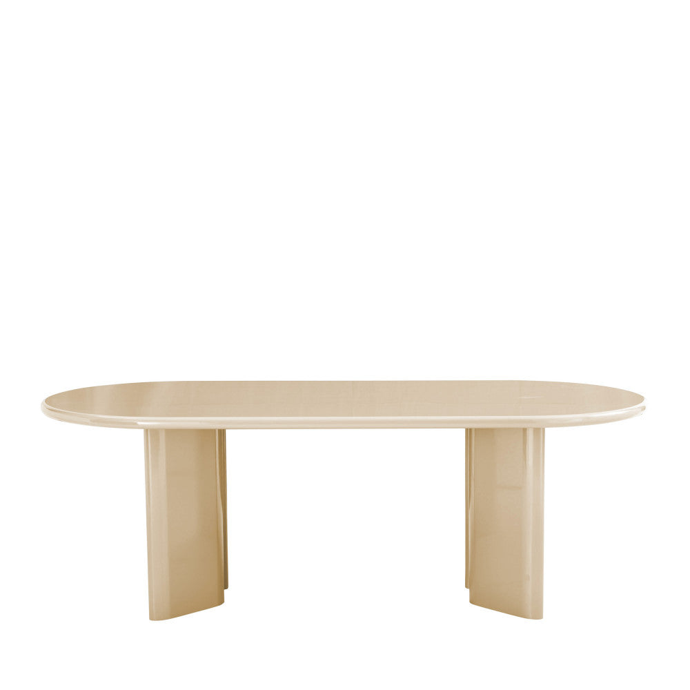 Glossi - Oval Dining Table for 6 - Lacquered Wood - Greige