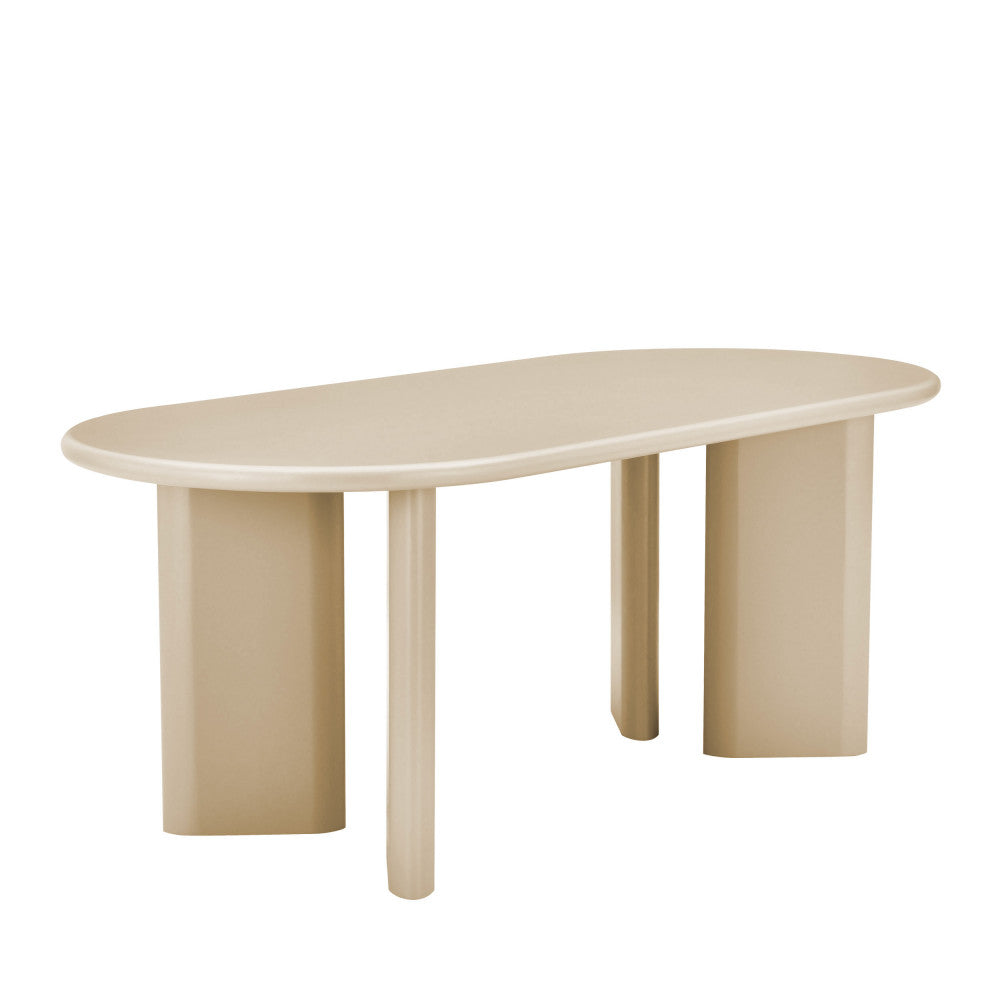 Glossi - Oval Dining Table for 6 - Lacquered Wood - Greige