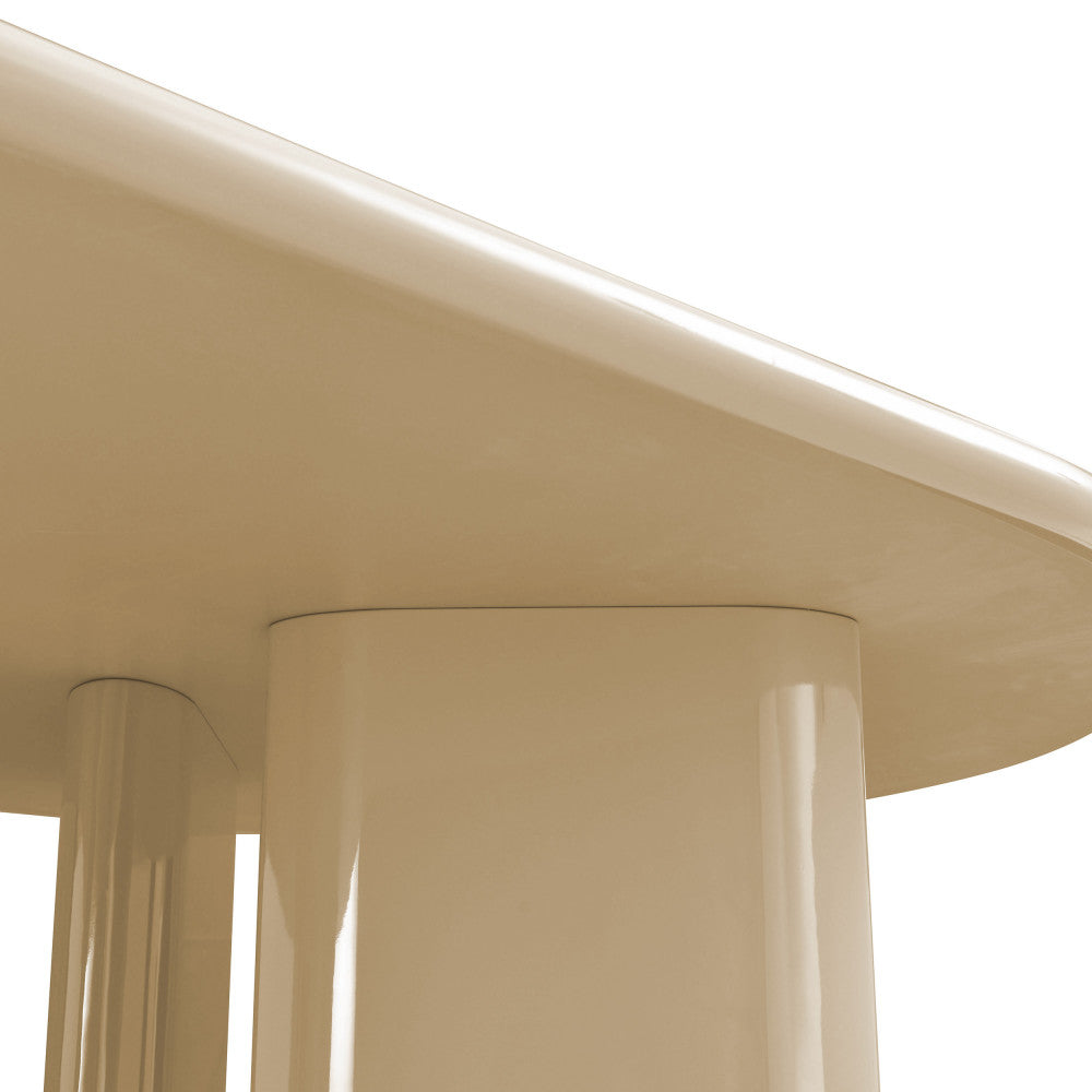 Glossi - Oval Dining Table for 6 - Lacquered Wood - Greige