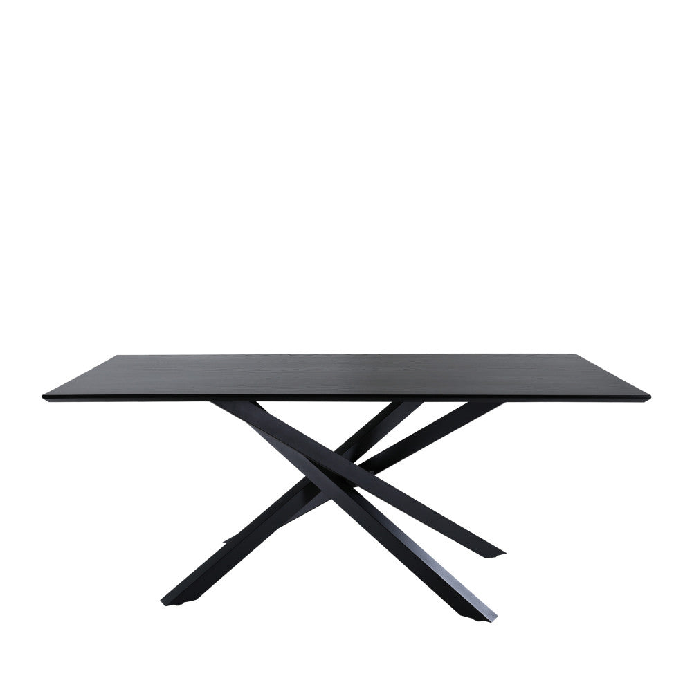 Piazza - Mesa de comedor para 8 personas - Madera y metal - Negro