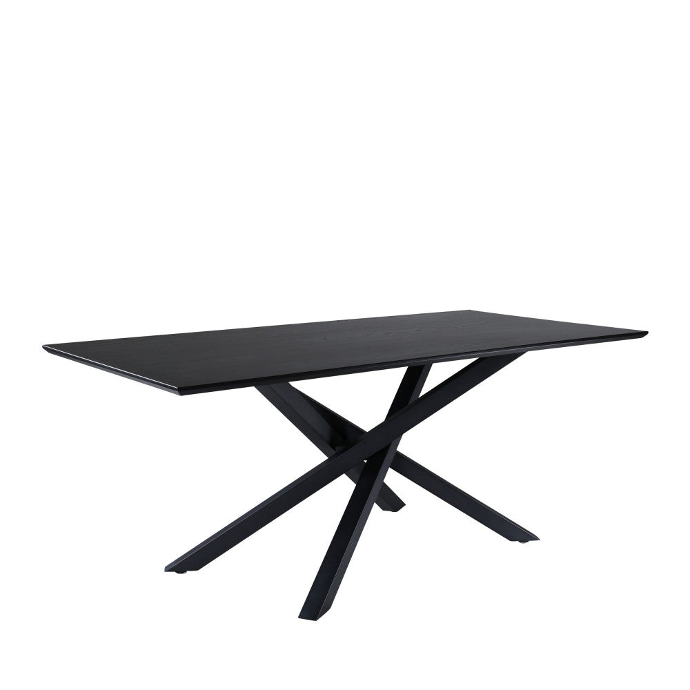 Piazza - Mesa de comedor para 8 personas - Madera y metal - Negro