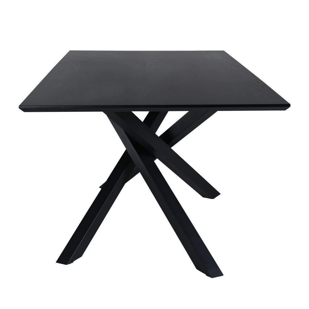 Piazza - Mesa de comedor para 8 personas - Madera y metal - Negro