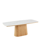 Reno - 8-Seater Dining Table - Marble & Wood Effect - Light Wood