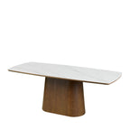 Reno - 8-Seater Dining Table - Marble Effect & Wood - Dark Wood