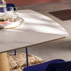 Reno - 8-Seater Dining Table - Marble & Wood Effect - Light Wood