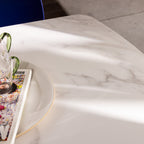 Reno - 8-Seater Dining Table - Marble & Wood Effect - Light Wood