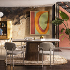 Reno - 8-Seater Dining Table - Marble Effect & Wood - Dark Wood