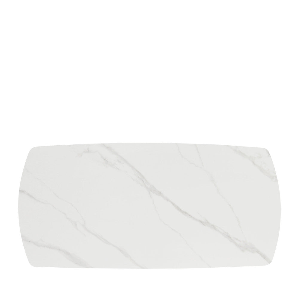 Reno - 8-Seater Dining Table - Marble Effect & Wood - Dark Wood