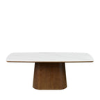 Reno - 8-Seater Dining Table - Marble Effect & Wood - Dark Wood
