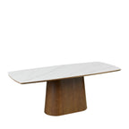 Reno - 8-Seater Dining Table - Marble Effect & Wood - Dark Wood