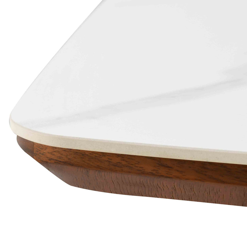 Reno - 8-Seater Dining Table - Marble Effect & Wood - Dark Wood