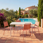 Zyra - Mesa De Comedor De Jardín Para 4 Personas - Metal - Beige