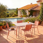 Zyra - Mesa De Comedor De Jardín Para 4 Personas - Metal - Beige