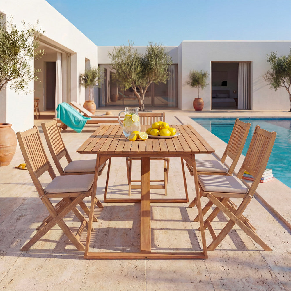 Ava - 6-Seater Garden Dining Table - Wood - Light Wood