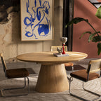 Cami - Mesa de comedor ovalada extensible para 6 a 8 personas - Madera - Madera clara