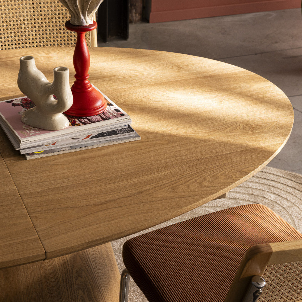 Cami - Mesa de comedor ovalada extensible para 6 a 8 personas - Madera - Madera clara