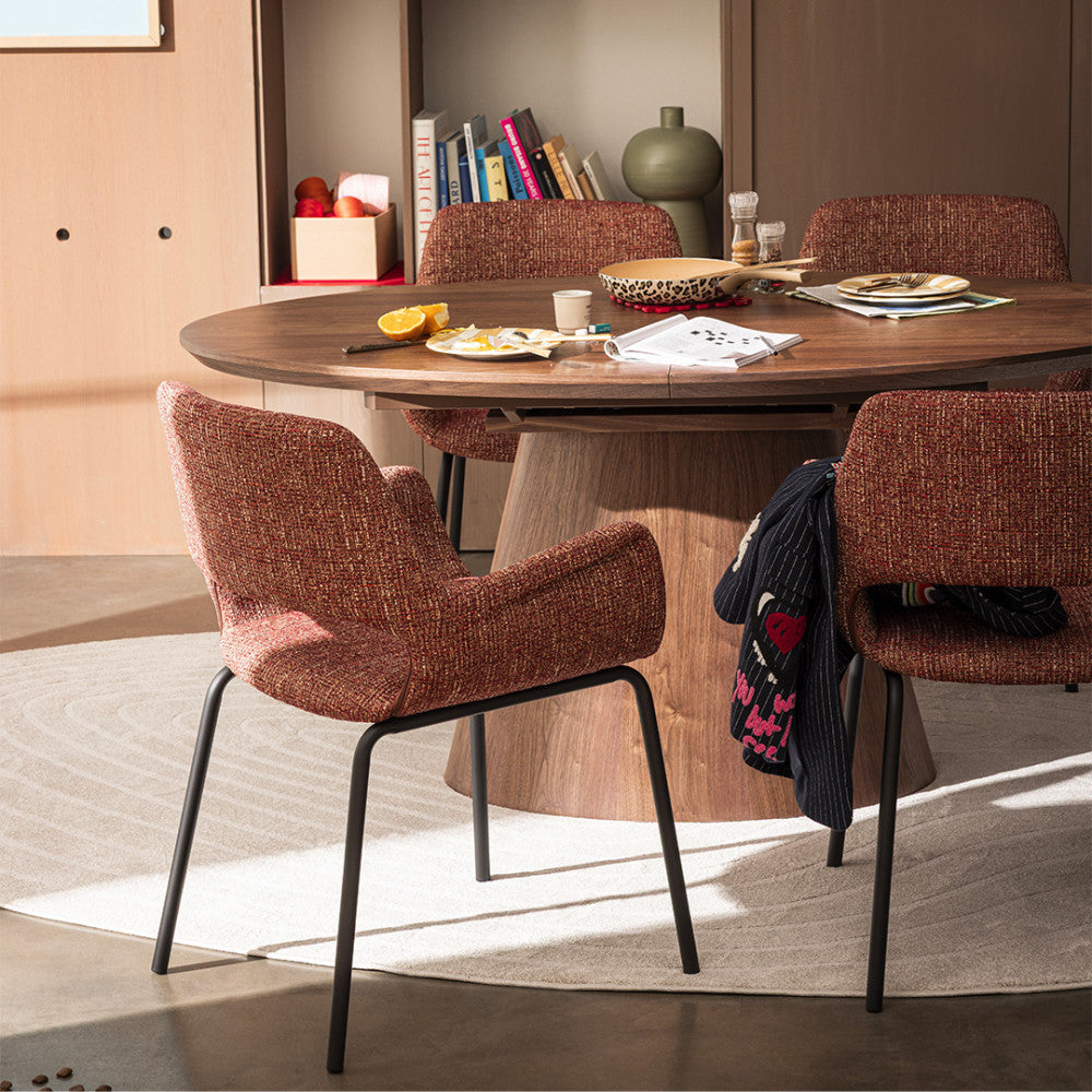 Cami - Oval Extendable Dining Table for 6 to 8 People - Wood - Dark Wood