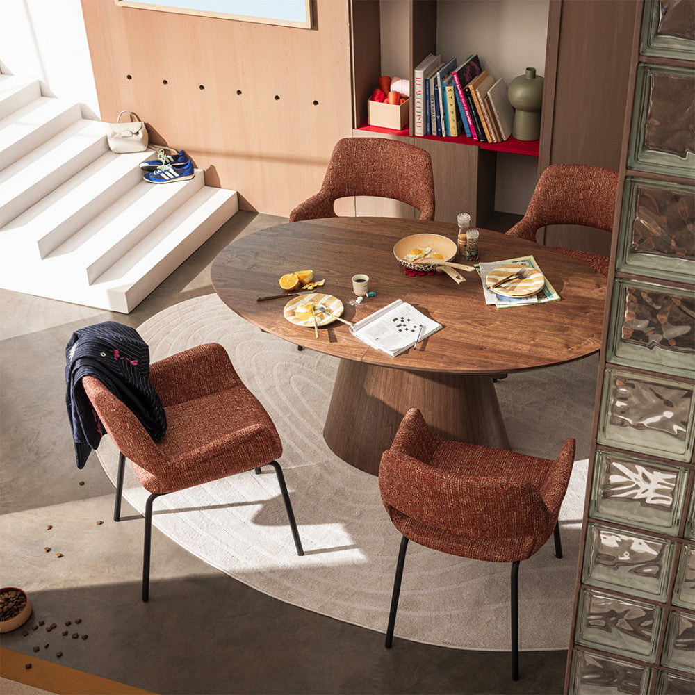 Cami - Oval Extendable Dining Table for 6 to 8 People - Wood - Dark Wood