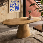 Cami - Mesa de comedor ovalada extensible para 6 a 8 personas - Madera - Madera clara
