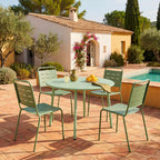 Zola - Round 4-Seater Garden Dining Table - Metal - Green