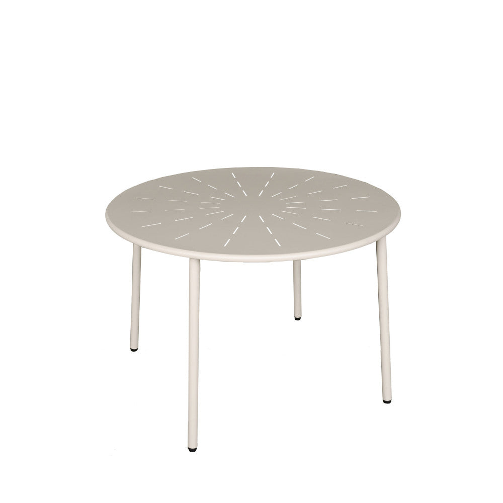 Zola - Round Garden Dining Table for 4 - Metal - Beige