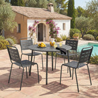 Zola - Round Garden Dining Table for 4 - Metal - Dark Grey