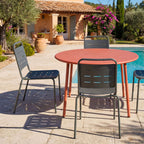Zola - Round 4-Seater Garden Dining Table - Metal - Terracotta