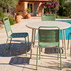 Zola - Round Garden Dining Table for 4 - Metal - Beige