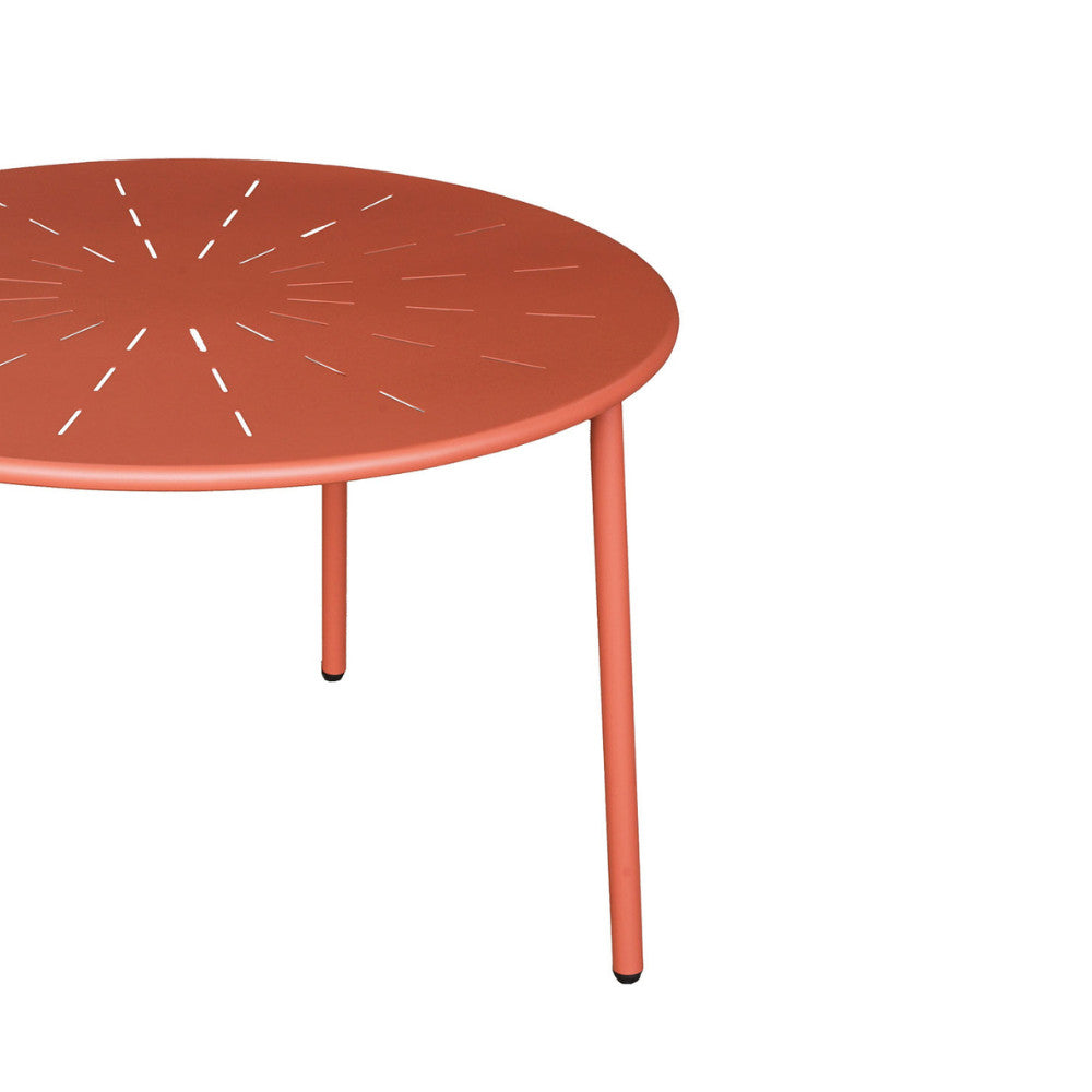 Zola - Round 4-Seater Garden Dining Table - Metal - Terracotta