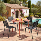 Zola - Round 4-Seater Garden Dining Table - Metal - Terracotta