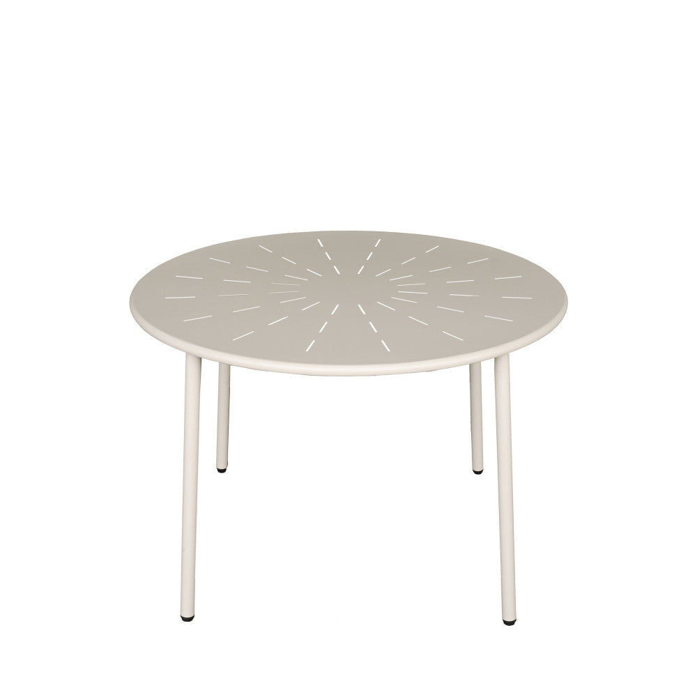Zola - Round Garden Dining Table for 4 - Metal - Beige