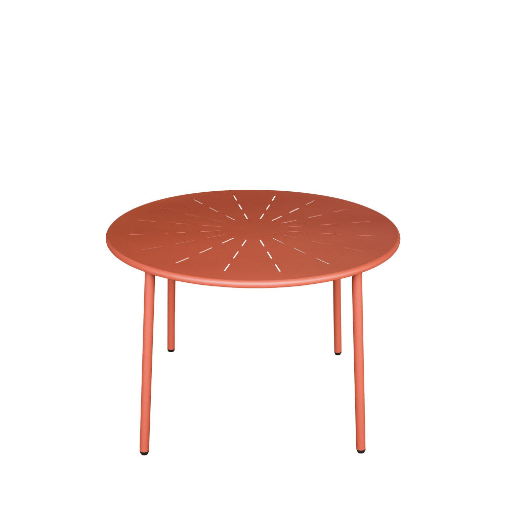 Zola - Round 4-Seater Garden Dining Table - Metal - Terracotta