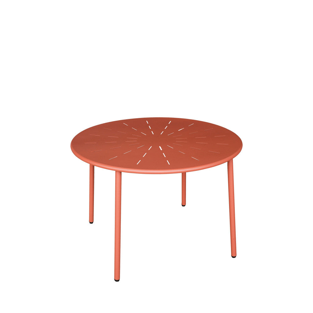 Zola - Round 4-Seater Garden Dining Table - Metal - Terracotta