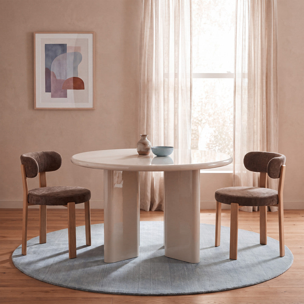Pyranth - Mesa de comedor redonda para 4 personas - Madera - Beige