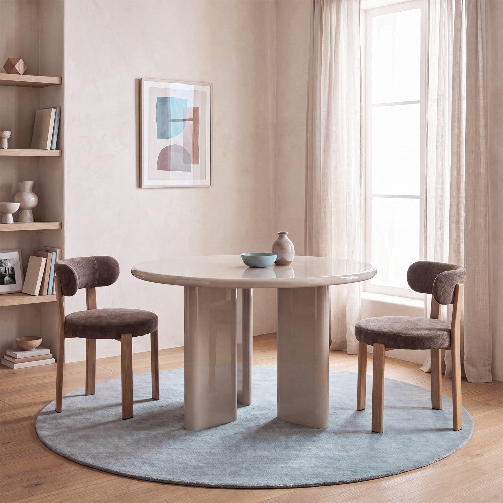 Pyranth - Mesa de comedor redonda para 4 personas - Madera - Beige