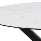 Eurame - Mesa de comedor redonda para 4 personas - Cerámica y metal - Blanco