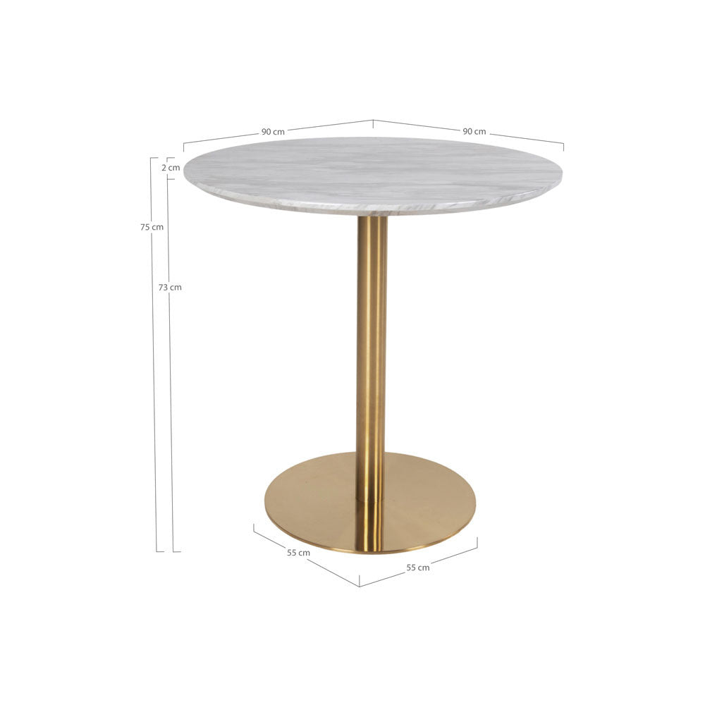 Bolzano - Table À Manger 2 Personnes Ronde - Effet Marbre - Blanc