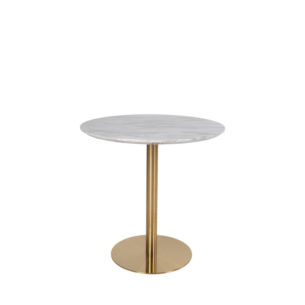 Bolzano - Table À Manger 2 Personnes Ronde - Effet Marbre - Blanc
