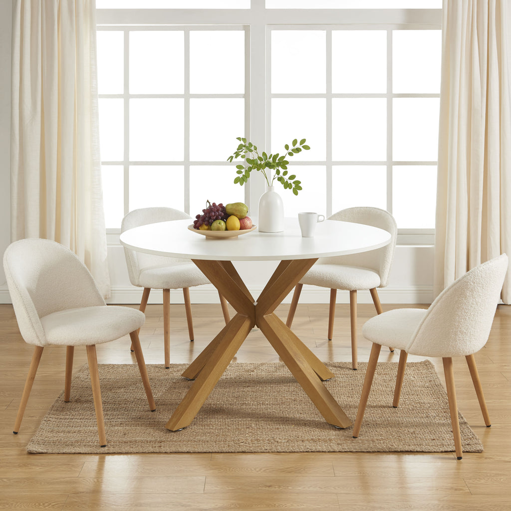 Mesa de comedor Harry - Blanco y efecto roble