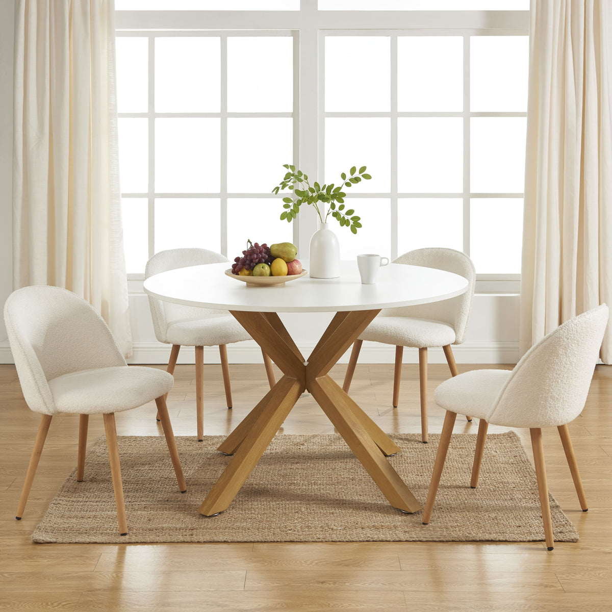Mesa de comedor Harry - Blanco y efecto roble