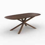 Aladin - Mesa rectangular de madera maciza de caucho oscuro para 10 personas