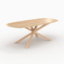 Table Aladin rectangulaire en bois d'hévéa massif clair 10 personnes