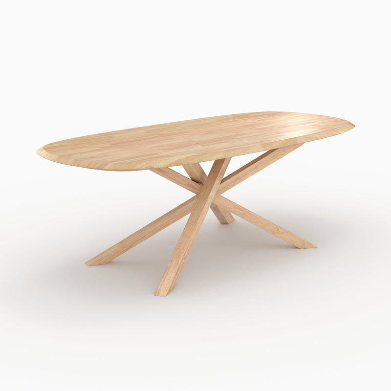 Table Aladin rectangulaire en bois d'hévéa massif clair 10 personnes