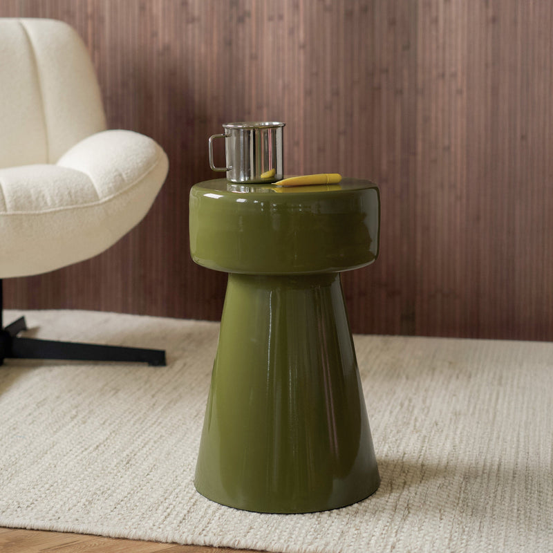 Table d'appoint Athéna en métal vert D30 cm