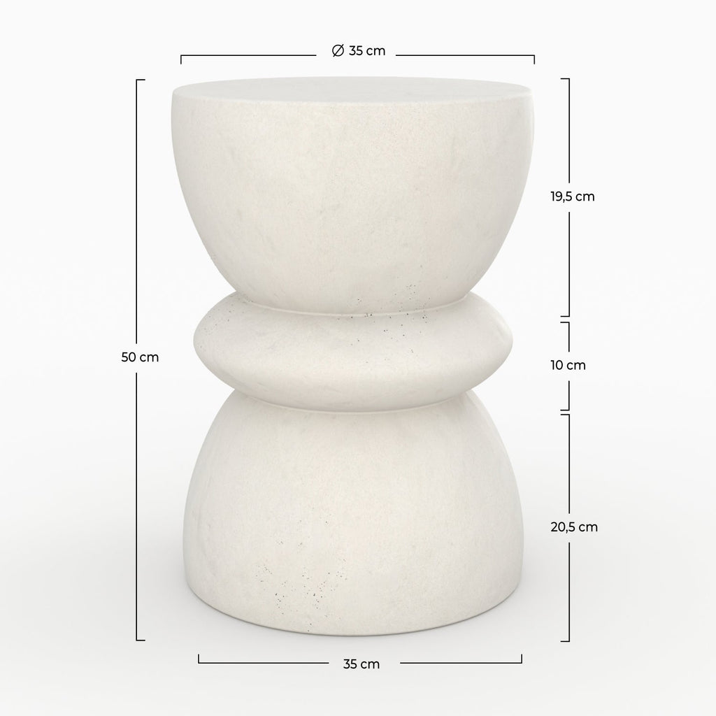 Maupiti - Table D'Appoint Ronde Blanche En Fibre D'Argile Effet Béton