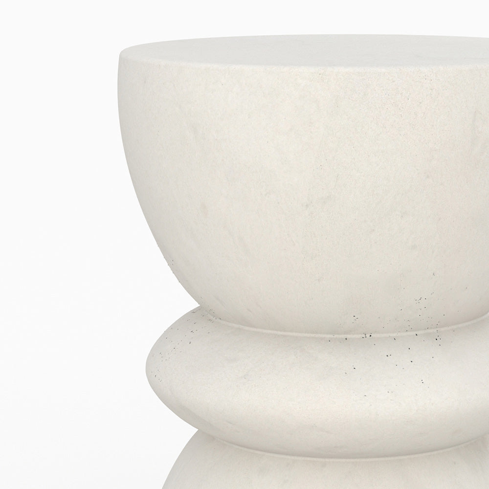 Maupiti - Table D'Appoint Ronde Blanche En Fibre D'Argile Effet Béton