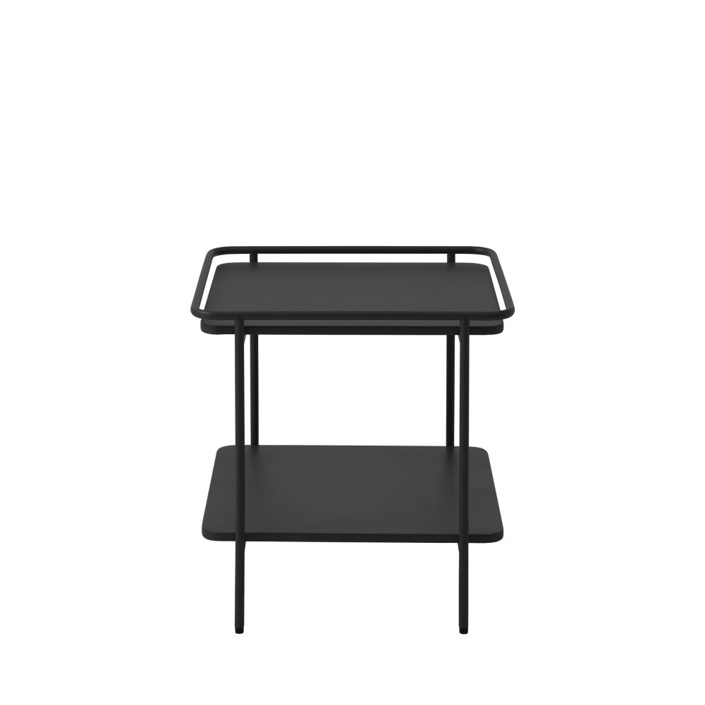 Saranda - Square 2-Tier Side Table - Metal - Black